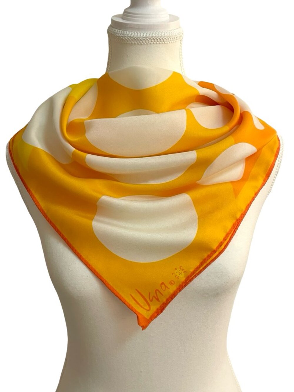 Vera Retro Mod Polka Dot Scarf Yellow Orange Geometric Square Scarf